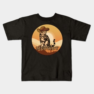 MEOWDY Cat Meme FUNNY Wild West Cowboy Howdy Kids T-Shirt